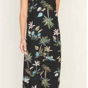 Old Navy Black Palm tree Tropical Print Midi Dress Large size